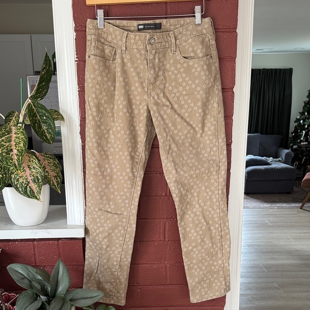 Levi's Tan Patterned Mid Rise Skinny Jeans for Women